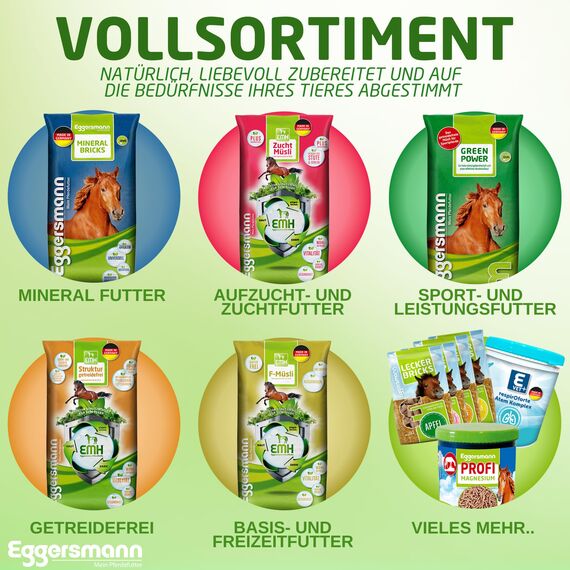 Eggersmann EMH F-Müsli - Pferdemüsli Kraftfutter ohne Hafer für Pferde - 20kg Natürliches Pferdefutter mit ausgewogenen Nährstoffen