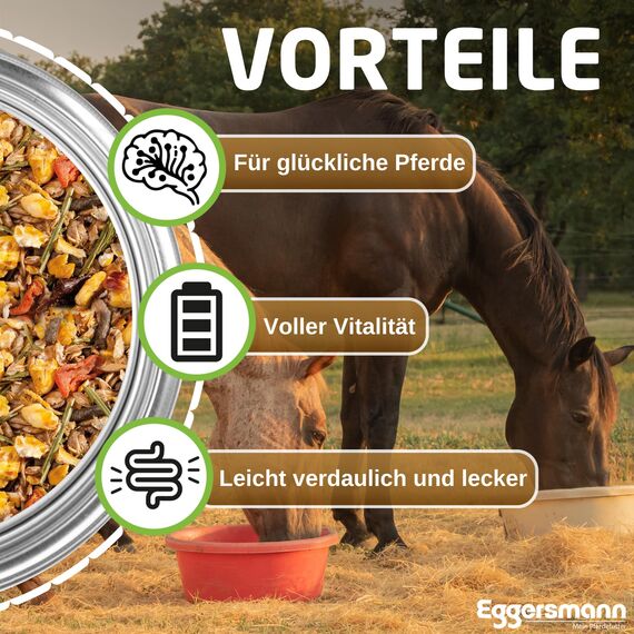 Eggersmann Natur Müsli 20 kg – Naturnahes Pferdemüsli ohne künstliche Zusatzstoffe für allergiesensible Pferde - Natürliches Eggersmann Pferdefutter