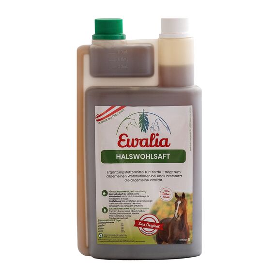 EWALIA Halswohlsaft | Doppelpack | 2 x 1 l | Ergänzungsfuttermittel für Pferde | Mit Thymiankraut & Eibisch