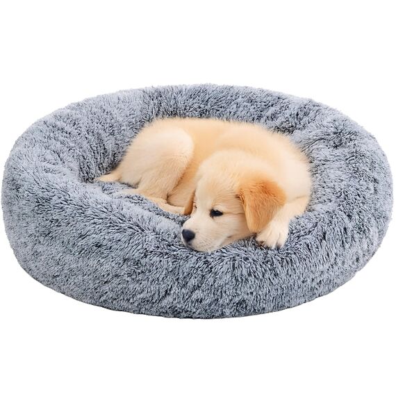 Pisi Bili Hundebett Katzenbett 60 cm Waschbar flauschig orthopädische Hundebetten große und kleine Hunde Katzenschlafplatz für Katzen Donut (Grau 60cm)