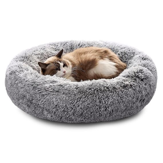 Pisi Bili Hundebett Katzenbett 60 cm Waschbar flauschig orthopädische Hundebetten große und kleine Hunde Katzenschlafplatz für Katzen Donut (Grau 60cm)