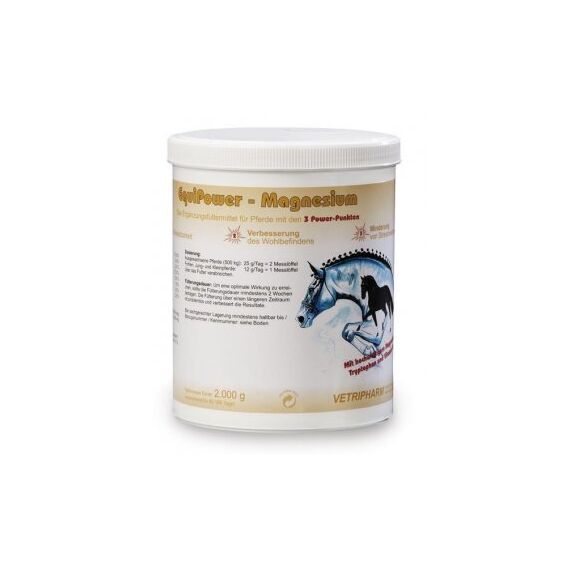 EquiPower Magnesium | 2 kg | Ergänzungsfuttermittel für Pferde | Mit Tryptophan & Vitamin B12