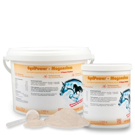 EquiPower Magnesium | 2 kg | Ergänzungsfuttermittel für Pferde | Mit Tryptophan & Vitamin B12