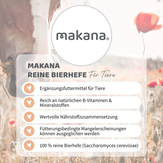 Makana Reine Bierhefe für Pferde, Nährstoffreich und frei von Biertreber 1,5 kg Beutel