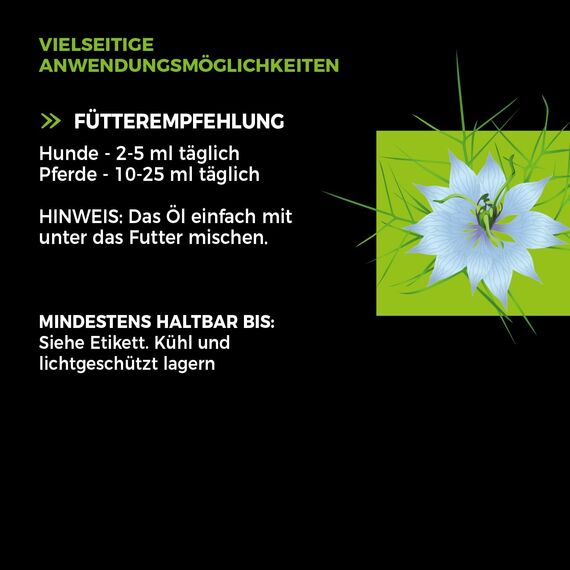 mituso Schwarzkümmelöl für Tiere, 2X 500 ml | Kaltgepresst & 100% rein | Reich an ungesättigten Fettsäuren, Biotin, Vitaminen & Mineralstoffen | Ohne künstliche Zusatzstoffe Ideal für Fellpflege