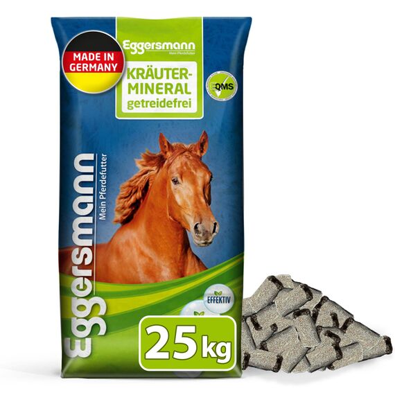 Eggersmann Mein Pferdefutter Kräutermineral getreidefrei 25 kg – Getreidefreies Mineralfutter für Pferde – Zur Unterstützung des Stoffwechsels – Für allergieempfindliche Pferde geeignet