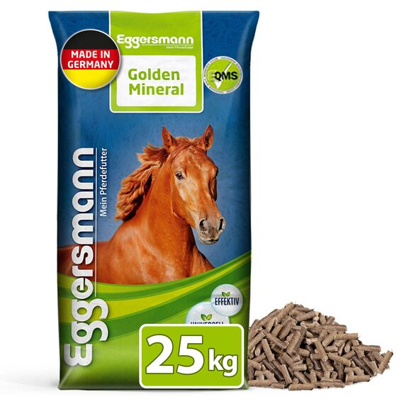 Eggersmann Mein Pferdefutter Golden Mineral 25 kg – Mineralfutter für Pferde & Ponys – Nährstoffreiches Pferdefutter zur optimalen Rundumversorgung – Zur Ergänzung des Grundfutters