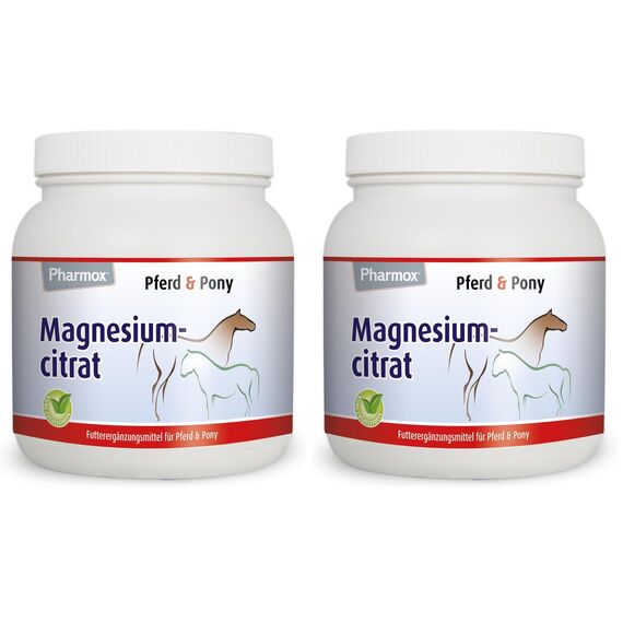 Pharmox Pferd & Pony Magnesiumcitrat (1.500 Gramm Pulver) - 100% aus reinem Magnesium ohne Zusätze - Hochdosiert - Ist gut für die Muskelfunktion - Für den Erhalt starker Knochen (Packung mit 2)
