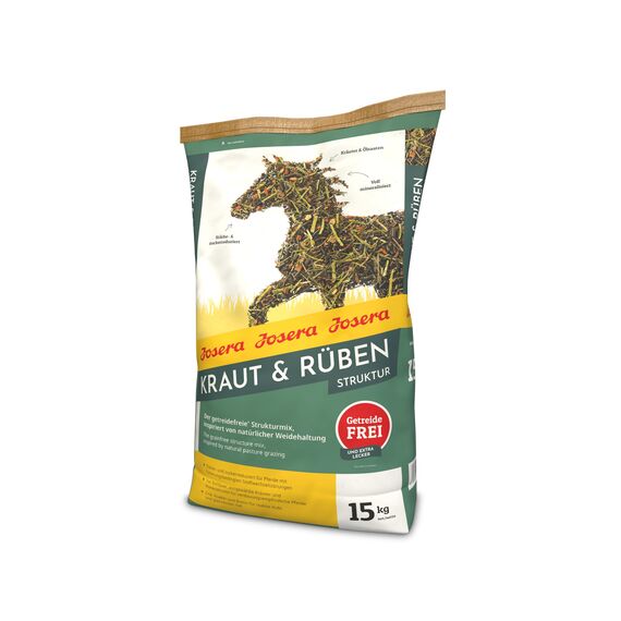 JOSERA Kraut & Rüben Struktur (1 x 15 kg) | Premium Pferdefutter | Getreidefreier Strukturmix | Stärke- & zuckerreduziert| 1er Pack