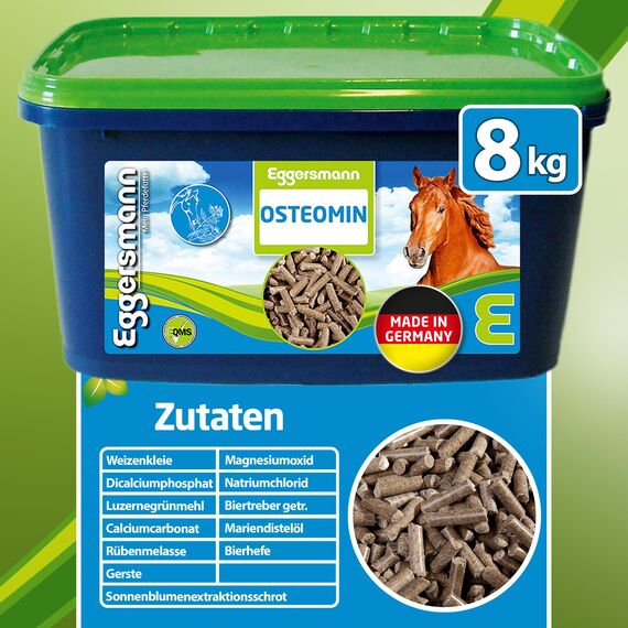 Eggersmann Mein Pferdefutter Osteomin Pellets 8 kg – Mineralfutter für Junge Pferde – Zur Unterstützung der Entwicklung wachsender Pferde – Pferdefutter mit ausgewogenem Calcium-Phosphor-Verhältnis