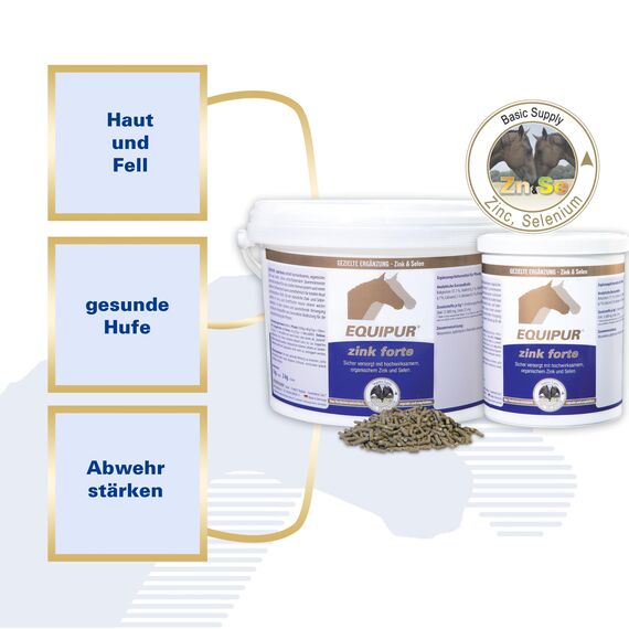 EQUIPUR - zink forte - Sicher versorgt mit organischem Zink und Selen, 1000 g Pellets in Dose