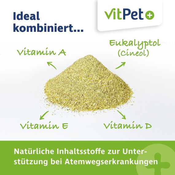 VitPet+ PneumoVit – Bei Husten Pferd – 1,2 kg – Mit natürlichem Eukalyptol – Zur Unterstützung von Atemwegen und Immunsystem – Erleichtert das Abhusten – Schleimlösend und beruhigend