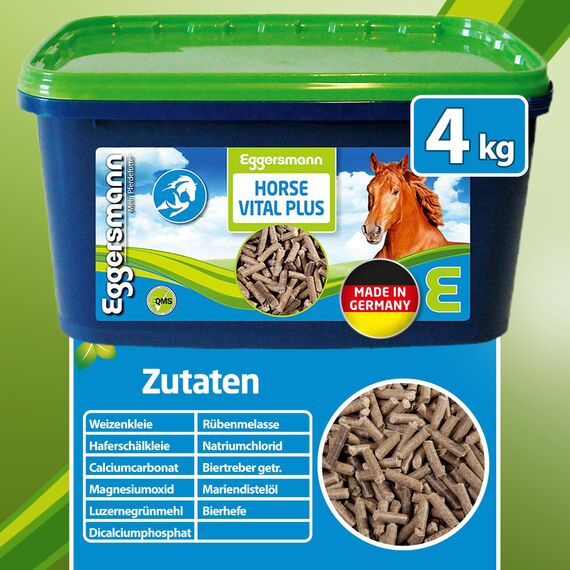 Eggersmann Mein Pferdefutter Horse Vital Plus 4 kg – Mineralfutter für Pferde Aller Art – Vitaminreiches Pferdefutter zur optimalen Rundumversorgung – Zur Ergänzung des Grundfutters