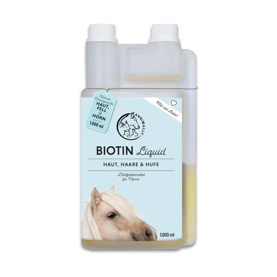 Annimally Pferd Biotin Zink Liquid 1000ml - Pflege für Haut, Haare & Hufe für Pferde - Biotin, Zink und MSM flüssig für EIN gesundes Fell - Fellpflege & Hufpflege für Pferde