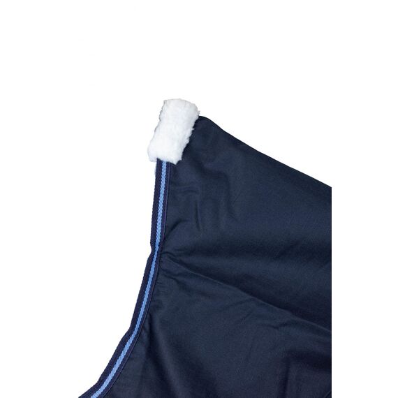 RL24 - Weidedecke 600D Basicline – Regendecke & Übergangsdecke – Wind- & wasserdichte Outdoordecke mit Innenfutter & Kreuzbegurtung – Pferdedecke in Blau/Babyblau – 125cm (Polarfleecefutter)