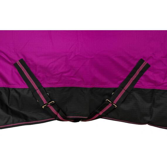 RL24 - Winterdecke Weidedecke 600D Basicline – atmungsaktive, Wind- & wasserdichte Outdoordecke mit Innenfutter & Kreuzbegurtung – Pferdedecke in Beere/Schwarz – 115cm (300g/m² Füllung)