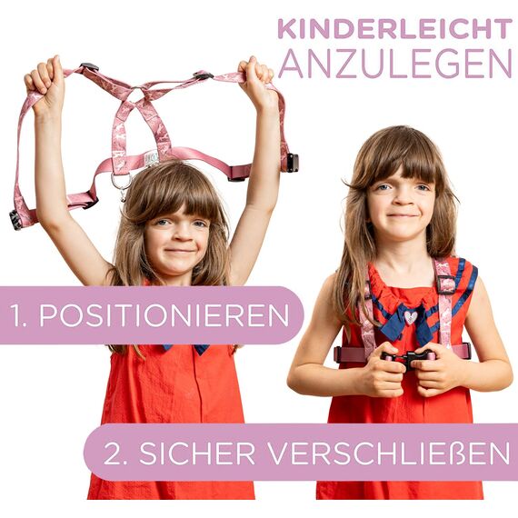 Jubi® Rosa Pferdeleine Kinder - größenverstellbar für perfekten Sitz und Aufbewahrungsbeutel - Pferdegeschirr für Kinder/Pferdespielzeug…
