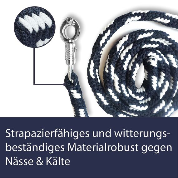 Führstrick Pferd Anbindestrick für Pferde mit stabilem Panikhaken Länge 2m viele Farben (Navyblau-Weiss)