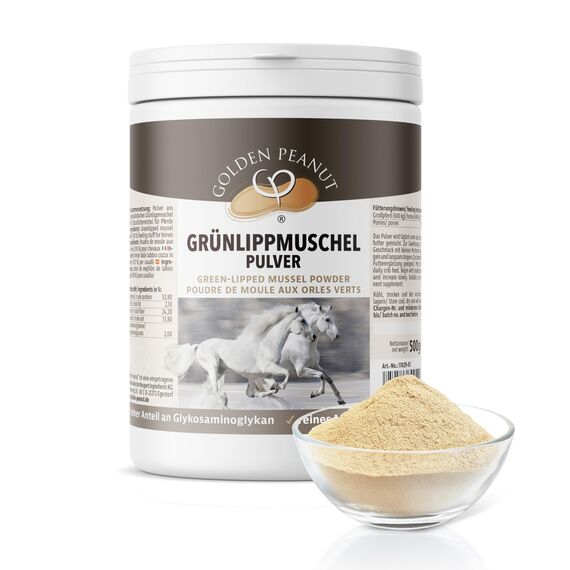 GOLDEN PEANUT Grünlippmuschelpulver 500 g - Neuseeland Muschel Extrakt Premium Qualität für Pferde und Ponys