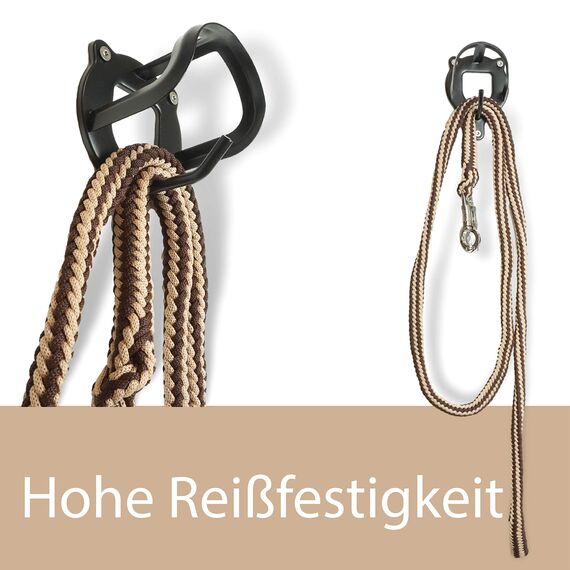Führstrick Pferd Anbindestrick für Pferde mit stabilem Panikhaken Länge 2m viele Farben (Braun-Beige)