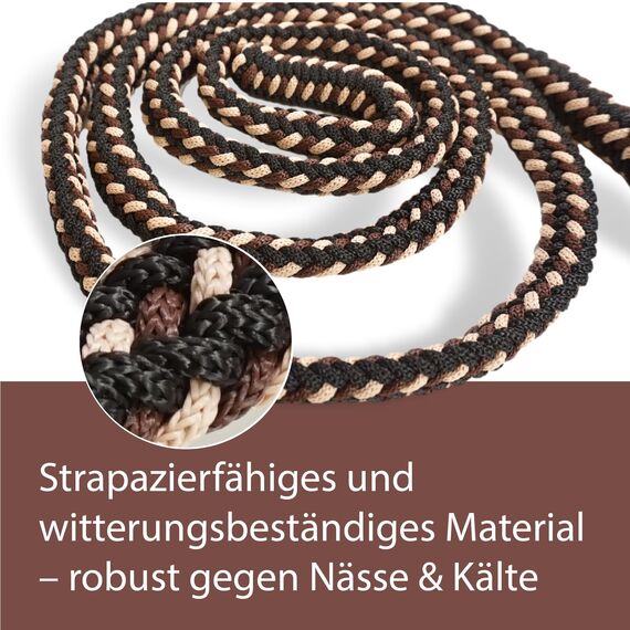Führstrick Pferd Anbindestrick für Pferde mit stabilem Panikhaken Länge 2m viele Farben (Braun-Beige-Schwarz)
