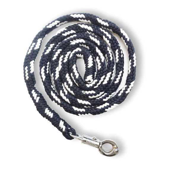 Führstrick Pferd Anbindestrick für Pferde mit stabilem Panikhaken Länge 2m viele Farben (Navyblau-Weiss)
