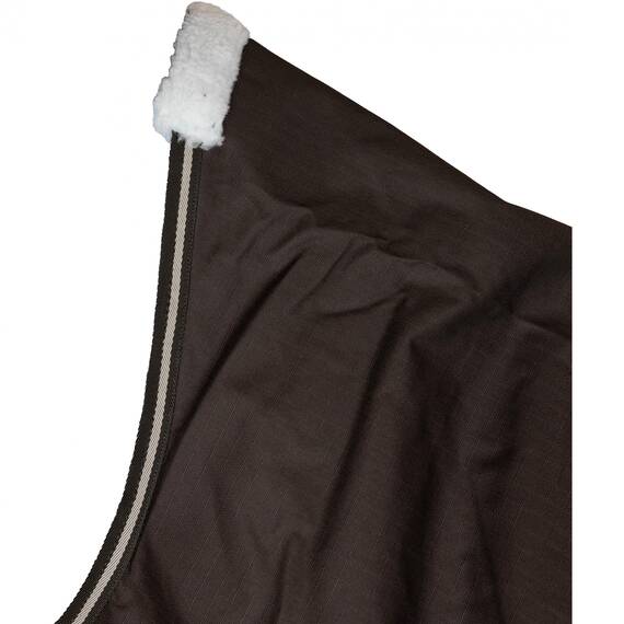 RL24 - Winterdecke Weidedecke 600D Basicline – atmungsaktive, Wind- & wasserdichte Outdoordecke mit Innenfutter & Kreuzbegurtung – Pferdedecke in Braun/Beige – 125cm (200g/m² Füllung)