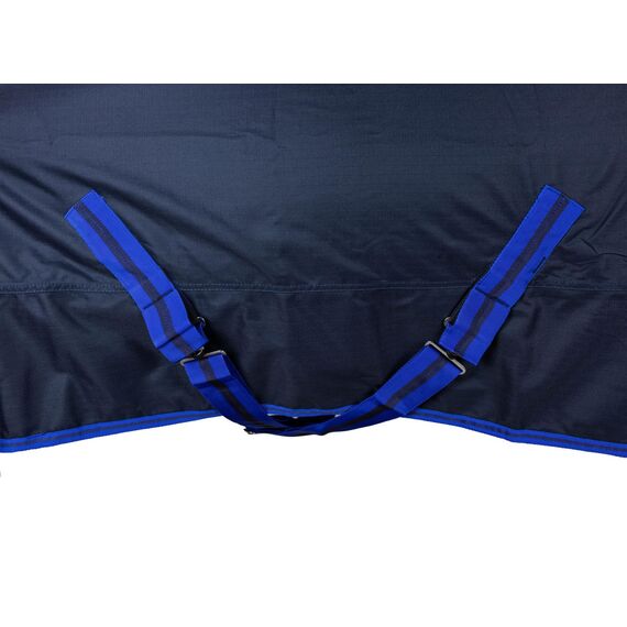 RL24 - Weidedecke 600D Basicline – Regendecke & Übergangsdecke – Wind- & wasserdichte Outdoordecke mit Innenfutter & Kreuzbegurtung – Pferdedecke in Dunkelblau – 115cm (Polarfleecefutter)