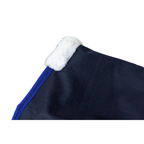 RL24 - Weidedecke 600D Basicline – Regendecke & Übergangsdecke – Wind- & wasserdichte Outdoordecke mit Innenfutter & Kreuzbegurtung – Pferdedecke in Dunkelblau – 165cm (Polarfleecefutter)