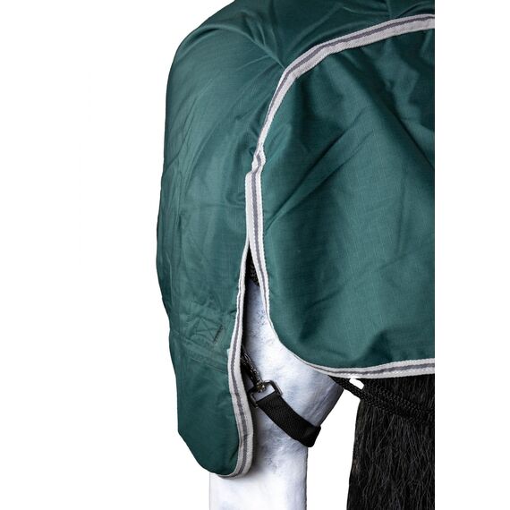 RL24 - Weidedecke 600D Basicline – als Regendecke & Übergangsdecke – Wind- & wasserdichte Outdoordecke mit Innenfutter & Kreuzbegurtung – Pferdedecke in Grün – 95cm (Polarfleecefutter)
