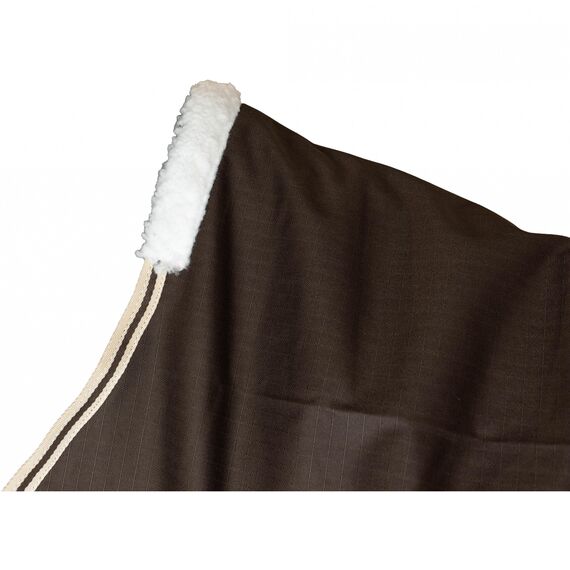 RL24 - Winterdecke Weidedecke 600D Basicline – atmungsaktive, Wind- & wasserdichte Outdoordecke mit Innenfutter & Kreuzbegurtung – Pferdedecke in Dunkelbraun – 95cm (300g/m² Füllung)