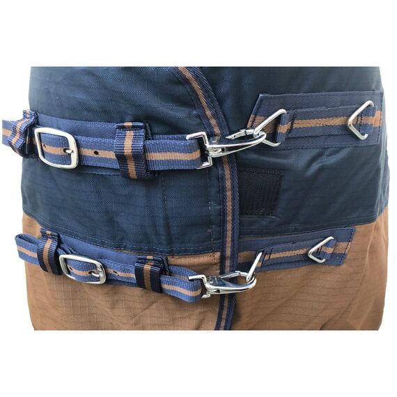RL24 - Winterdecke 300g Füllung 600D BASICLINE dunkelblau/braun 155cm