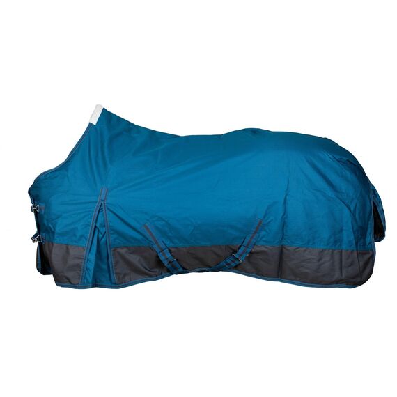 RL24 - Winterdecke Weidedecke 600D Basicline – atmungsaktive, Wind- & wasserdichte Outdoordecke mit Innenfutter & Kreuzbegurtung – Pferdedecke in Petrol/Graphit – 115cm (200g/m² Füllung)