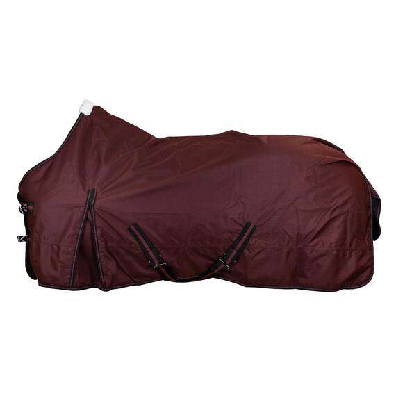 RL24 - Winterdecke Weidedecke 600D Basicline – atmungsaktive, Wind- & wasserdichte Outdoordecke mit Innenfutter & Kreuzbegurtung – Pferdedecke in Weinrot – 95cm (100g/m² Füllung)