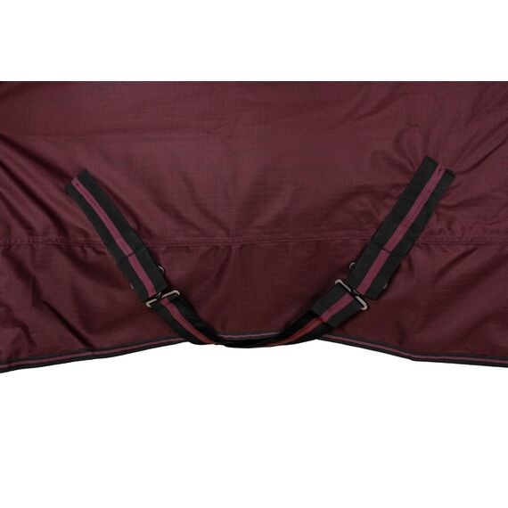 RL24 - Weidedecke 600D Basicline – als Regendecke & Übergangsdecke – Wind- & wasserdichte Outdoordecke mit Innenfutter & Kreuzbegurtung – Pferdedecke in Weinrot – 95cm (Polarfleecefutter)