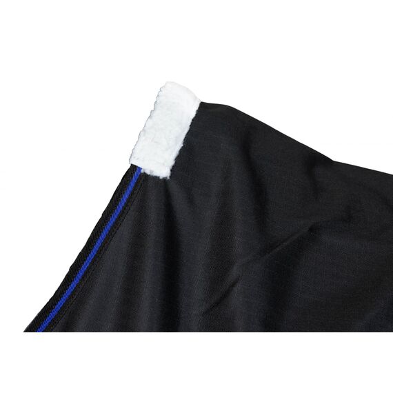 RL24 - Weidedecke 600D Basicline – Regendecke & Übergangsdecke – Wind- & wasserdichte Outdoordecke mit Innenfutter – Pferdedecke in Schwarz/Royalblau – 95cm (Polarfleecefutter)