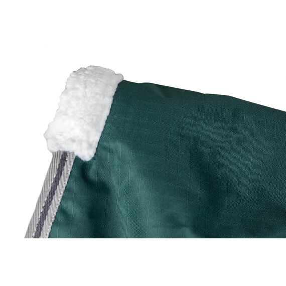 RL24 - Weidedecke 600D Basicline – als Regendecke & Übergangsdecke – Wind- & wasserdichte Outdoordecke mit Innenfutter & Kreuzbegurtung – Pferdedecke in Grün – 135cm (Polarfleecefutter)