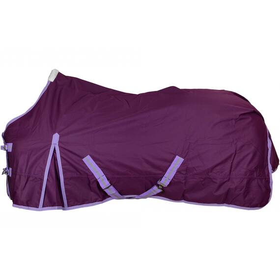 RL24 - Winterdecke Weidedecke 600D Basicline – atmungsaktive, Wind- & wasserdichte Outdoordecke mit Innenfutter & Kreuzbegurtung – Pferdedecke in Lila – 155cm (200g/m² Füllung)