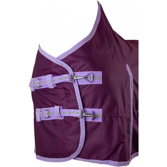 RL24 - Winterdecke Weidedecke 600D Basicline – atmungsaktive, Wind- & wasserdichte Outdoordecke mit Innenfutter & Kreuzbegurtung – Pferdedecke in Lila – 145cm (200g/m² Füllung)