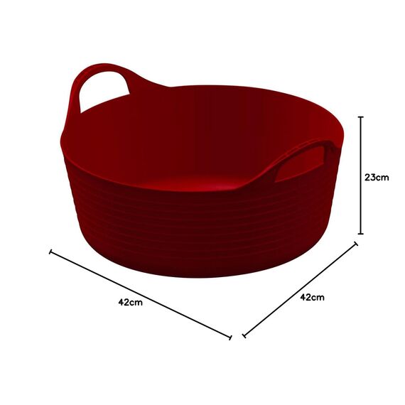 Kerbl Trog FlexBag rot (Flexibler Futtertrog, Müslischüssel, Fassungsvermögen 15 Liter, Futtereimer mit Zwei Griffen) 3210247