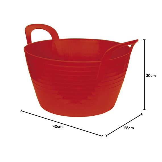 Kerbl Trog FlexBag rot (Flexibler Futtertrog, Müslischüssel, Fassungsvermögen 12 Liter, Futtereimer mit Zwei Griffen)