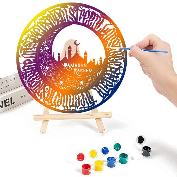 4 Stücke Holz Arabische Kalligraphie Holz Wanddeko Islamische Ramadan Kareem Wandkunst Allahu Akbar Grafik Alhamdulillah Elhamdulillah Kalligraphie Muslim Wandbild Allah Islam Kunstwerk Geschenk