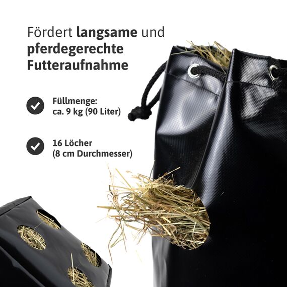 Dönges Haybag Heubeutel Heunetz Heusack Heutasche Futterbeutel mit 8 cm Löchern Rauhfutterbehälter Beschäftigungssack Aufbewahrungsbeutel ca. 9 kg Füllmenge