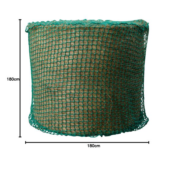 Kerbl Heunetz für Rundballen (Maschenweite 4,5 x 4,5 cm, ø 180 cm / Höhe 180 cm, Farbe grün, engmaschiges Futternetz, für Pferde, Verlängerung der Fresszeiten) 321604