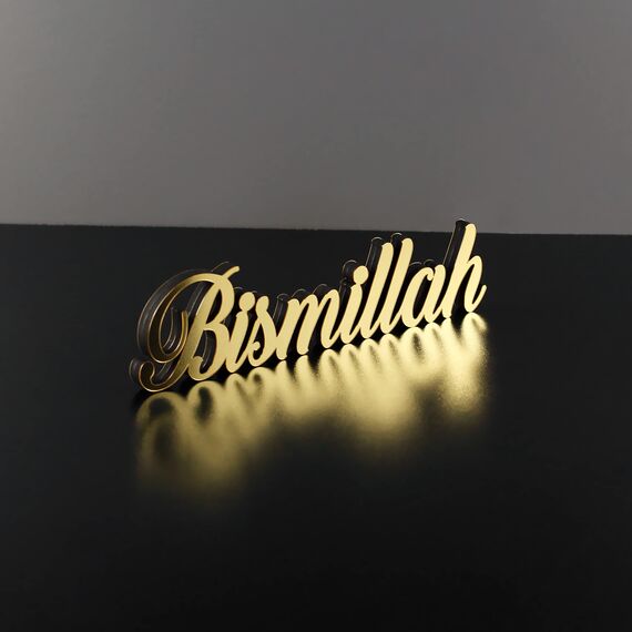 IWA Concept Bismillah Gold | Heimdekoration oder islamische Dekoration für Tisch oder Regale | Heimdekorationen für Ramadan-Geschenke | Eid-Dekorationen | islamisches Ramadan-Geschenk | islamische