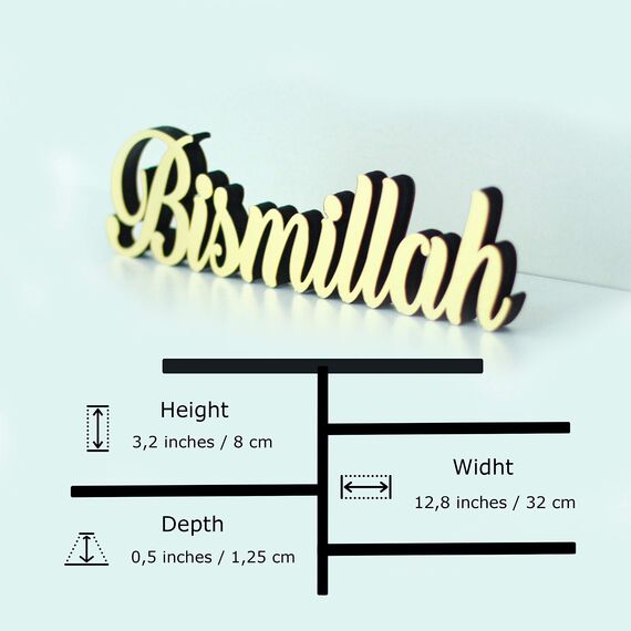 IWA Concept Bismillah Gold | Heimdekoration oder islamische Dekoration für Tisch oder Regale | Heimdekorationen für Ramadan-Geschenke | Eid-Dekorationen | islamisches Ramadan-Geschenk | islamische