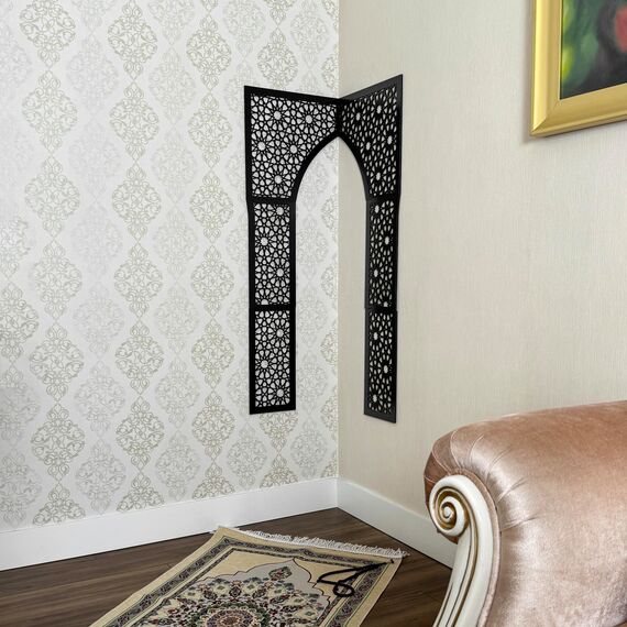 iwa concept Mihrab Wanddesign aus Holz, islamische Wandkunst, Gebetsraumdekoration, Einweihungsgeschenk für Muslime im Ramadan (XL)