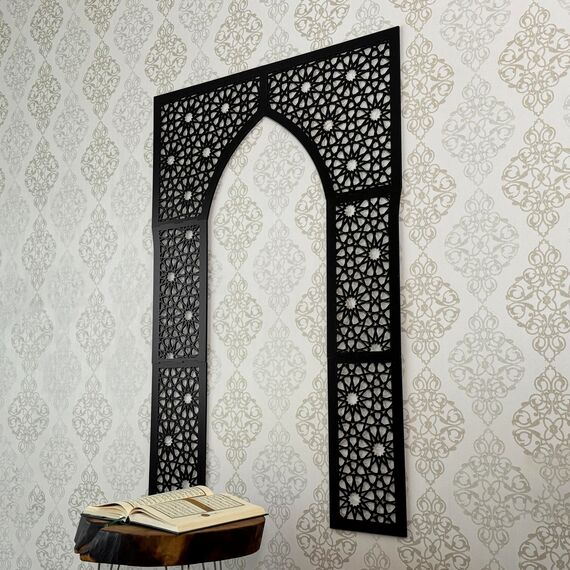 iwa concept Mihrab Wanddesign aus Holz, islamische Wandkunst, Gebetsraumdekoration, Einweihungsgeschenk für Muslime im Ramadan (XL)