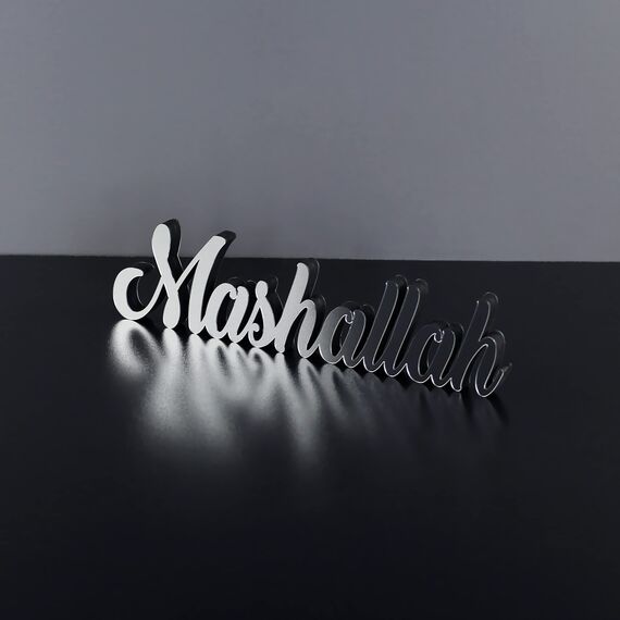 IWA Concept Mashallah Silber | Heimdekoration oder islamische Dekoration für Tisch Regal Heimdekorationen Ramadan-Geschenke Eid-Dekorationen islamisches Ramadan-Geschenk Tischdekoration