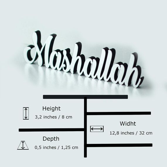 IWA Concept Mashallah Silber | Heimdekoration oder islamische Dekoration für Tisch Regal Heimdekorationen Ramadan-Geschenke Eid-Dekorationen islamisches Ramadan-Geschenk Tischdekoration